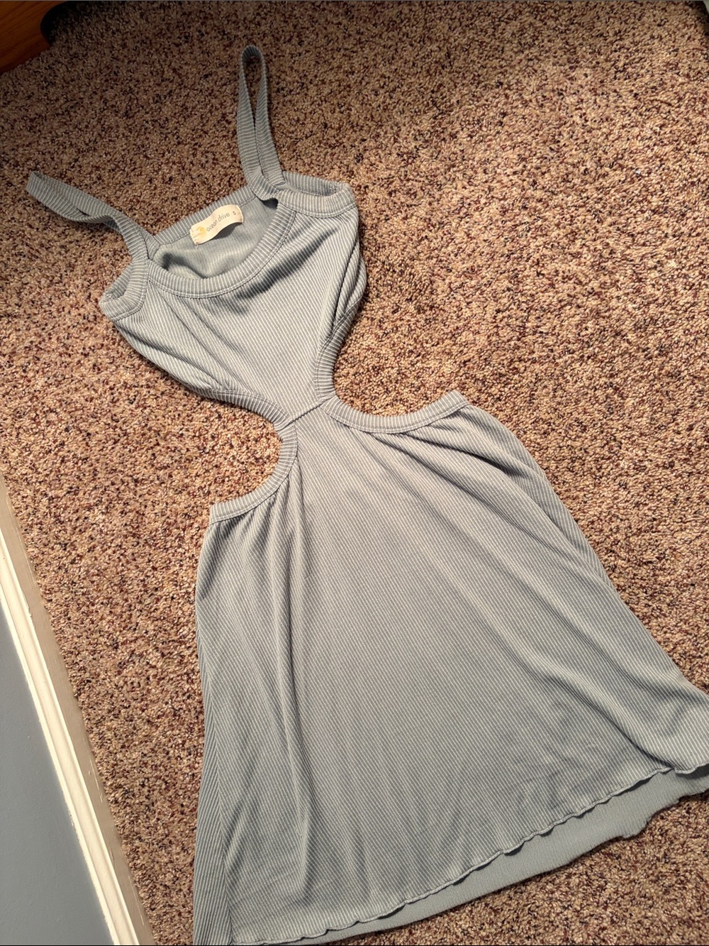 Ocean Drive Light Blue Ribbed Backless Cutout Dress